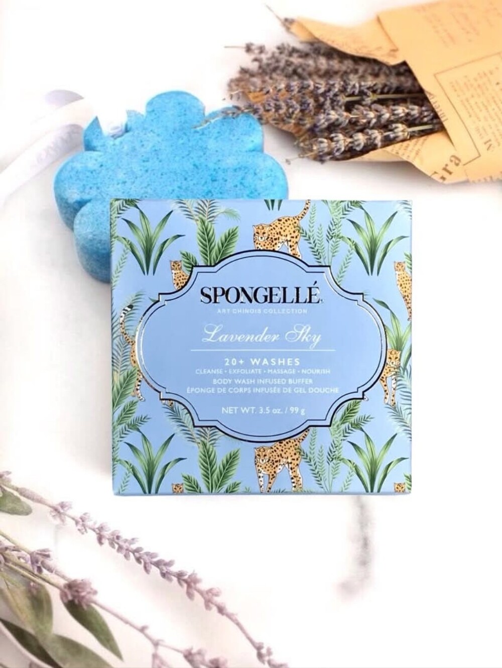Spongelle Lavender Sky Body Wash Infused Buffer Sponge LARGE 99g Size! *BNIB
